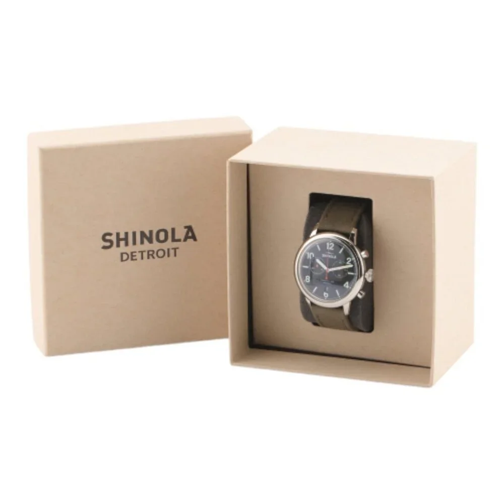 SHINOLA Black Men's Made In Usa Traveler 2 Eye Chrono Canvas Strap Watch